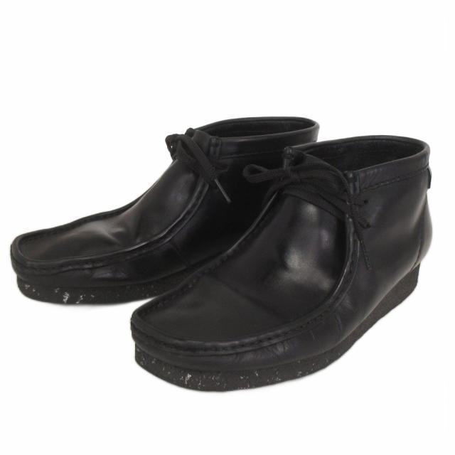 【中古】クラークス clarks ワラビー ブーツ レザー ロゴ 刻印 黒 ブラック 9.5 28cm位 靴 メンズ