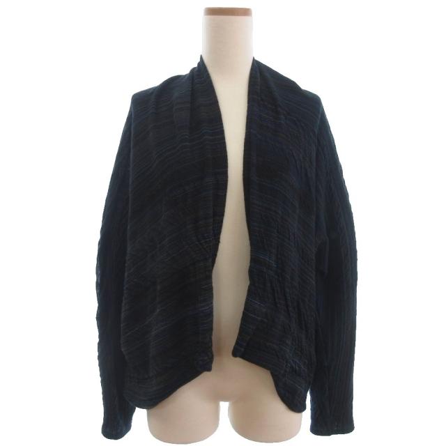 【中古】ヨーガンレール JURGEN LEHL カーディガン ノイズボーダー J0141UJ111 黒 ブラック ブルー系 M レディース