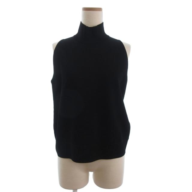 【中古】マックスマーラ MAX MARA 美品 ニットベスト プルオーバー ハイネック 無地 黒 ブラック L レディース