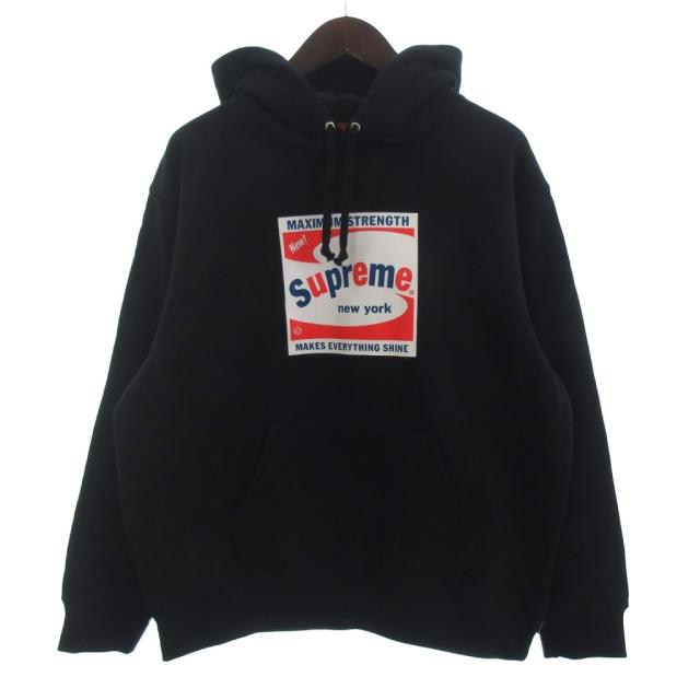 【中古】シュプリーム 21SS Shine Hooded Sweatshirt パーカー スウェット 長袖 裏起毛 ロゴ コットン 黒 ブラック S