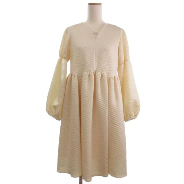 【中古】ルシェルブルー Matelasse Jacquard Dress マトラッセ ジャガード ドレス ワンピース アイボリー 36