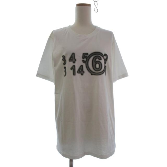 【中古】エムエムシックス メゾンマルジェラ MM6 23SS 美品 Tシャツ カットソー 半袖 プリント 白 L