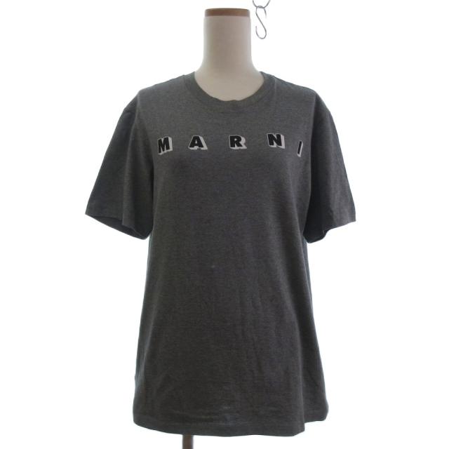 【中古】マルニ MARNI Tシャツ カットソー 半袖 ロゴプリント グレー 14 レディース