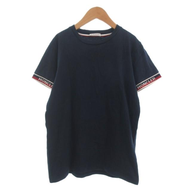 【中古】モンクレール Tシャツ カットソー 半袖 C-WCOM-18-1043 袖リブ ロゴ 紺 ネイビー14anni 154?p キッズ