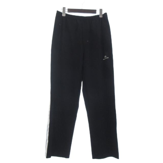 【中古】バレンシアガ BALENCIAGA サイドライン トラック パンツ BBロゴ  刺繍 595007 黒 ブラック 46 ☆AA★