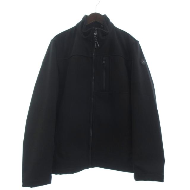 【中古】未使用品 カルバンクライン 裏フリース ソフトシェル ジャケット ブルゾン 長袖 ハイネック 黒 M