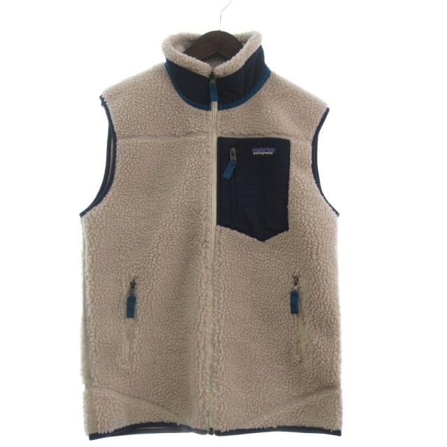 【中古】パタゴニア Patagonia クラシック レトロX ベスト ボア ハイネック ロゴ 23048FA アイボリー S メンズ