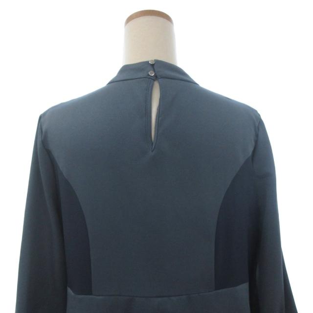 【中古】ハレ Ado ランダムレースハイショクワンピース ロング 長袖 モックネック レース 青 ブルー F ■FF
