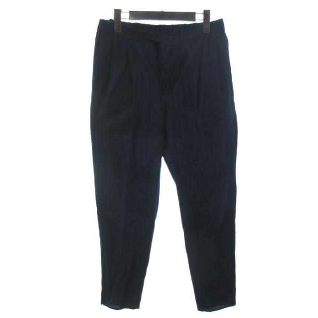 【中古】ヨーガンレール JURGEN LEHL タック パンツ コットン 薄手 ストライプ 紺 ネイビー M レディース