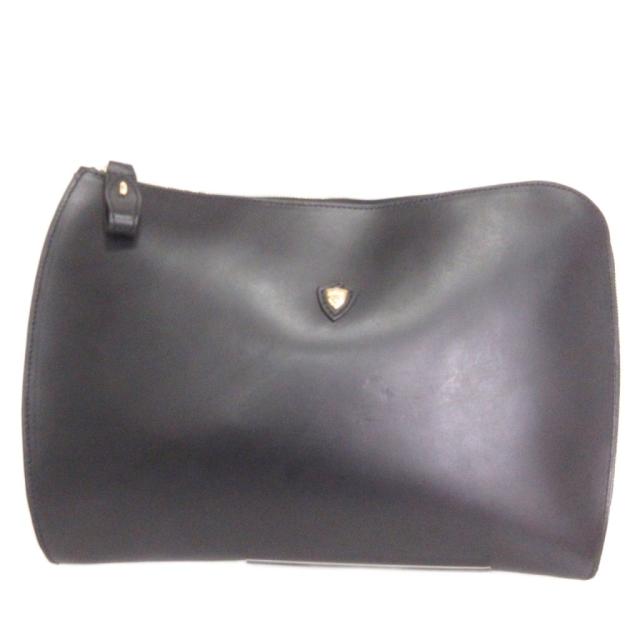 【中古】シャンボールセリエ CHAMBORD SELLIER クラッチバッグ セカンド レザー 黒 ブラック 鞄 メンズ