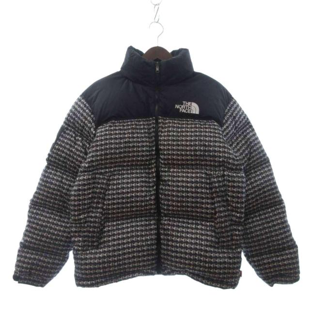 【中古】ザノースフェイス × シュプリーム ダウンジャケット ヌプシ 長袖 総柄 ND421001 黒 ブラック M メンズ