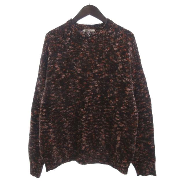 【中古】オーラリー 22AW WOOL MIX SLUB YARN KNIT ニット セーター 長袖 ウール A22AP01MS 茶系 ブラウン系 4