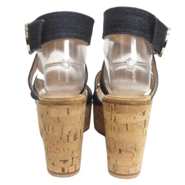 【中古】ジャンヴィトロッシ 美品 サンダル デニム 厚底 コルク 紺 ネイビー 37 23.5cm ■TC レディース_2