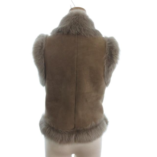 【中古】ロエベ LOEWE ムートンベスト フルジップ レザー 羊革 ベージュ_2