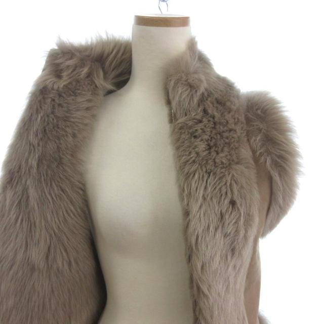 【中古】ロエベ LOEWE ムートンベスト フルジップ レザー 羊革 ベージュ_4