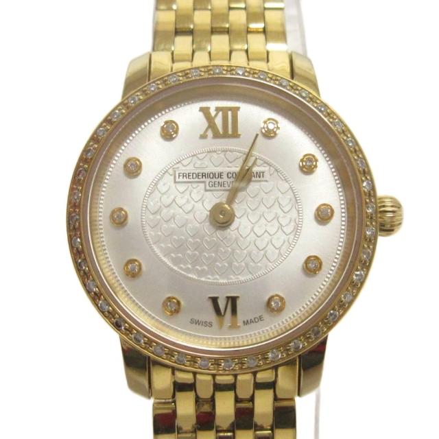 【中古】フレデリック コンスタント スリムライン 腕時計 ダイヤモンドベゼル ゴールドカラー ☆AA★ ■GY35