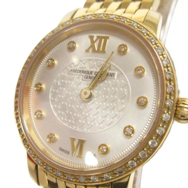 【中古】フレデリック コンスタント スリムライン 腕時計 ダイヤモンドベゼル ゴールドカラー ☆AA★ ■GY35_3