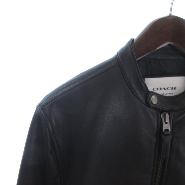 【中古】コーチ COACH ライダースジャケット レザー シングル 長袖 CU407 黒 ブラック M メンズ_2