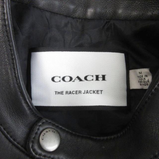 【中古】コーチ COACH ライダースジャケット レザー シングル 長袖 CU407 黒 ブラック M メンズ_3
