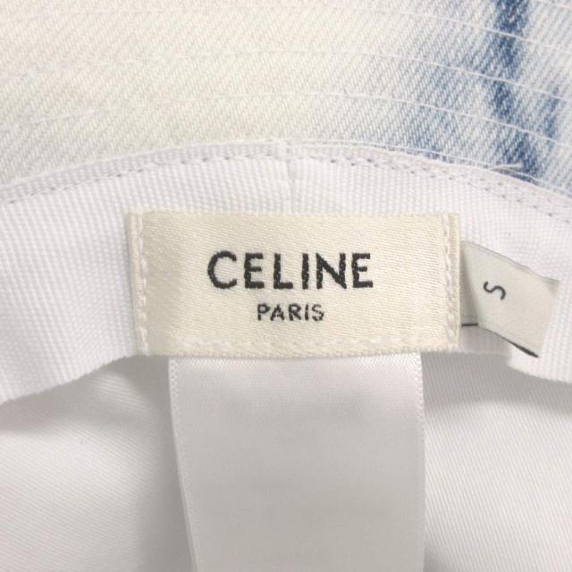 【中古】セリーヌ CELINE バケットハット ブリーチ加工 ロゴ 刺繍 2AUO4866M 青 ブルー S 帽子 メンズ レディース_5