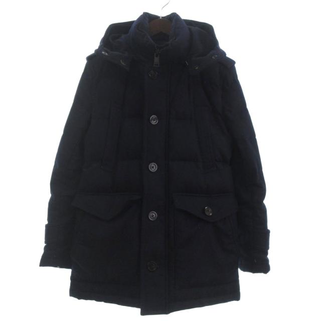 【中古】バーバリーブラックレーベル BURBERRY BLACK LABEL ダウンジャケット 長袖 フード 紺 ネイビー M メンズ