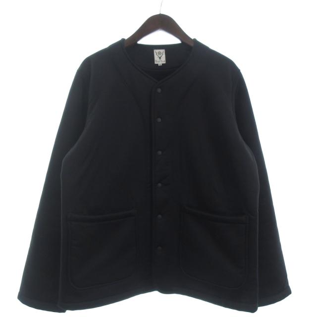 【中古】サウス2ウエスト8 South2 West8 S2W8 ノーカラージャケット 長袖 無地 裏ボア 黒 ブラック M メンズ