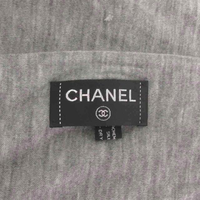 【中古】シャネル CHANEL ココマーク マフラー 刺繍 ライトストーン カシミヤ混 シルク混 グレー ★AA☆ レディース_2