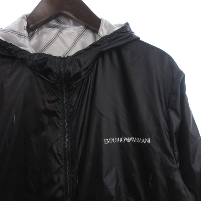 【中古】未使用品 エンポリオアルマーニ タグ付 リバーシブルジャケット ナイロン 総柄 黒 シルバーカラー 48_5