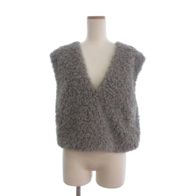 【中古】ボールジー トゥモローランド 美品 25AW ミックスファー Vネックベスト 11-01-54-01001 グレー 36
