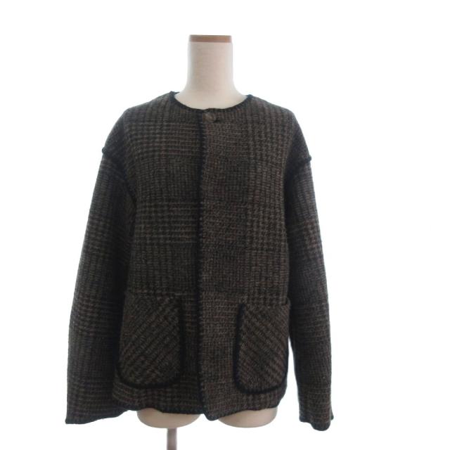 【中古】マカフィー トゥモローランド 美品 24AW チェックスパーク クルーネックジャケット 12-07-44-07201 茶 36