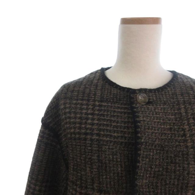 【中古】マカフィー トゥモローランド 美品 24AW チェックスパーク クルーネックジャケット 12-07-44-07201 茶 36_3