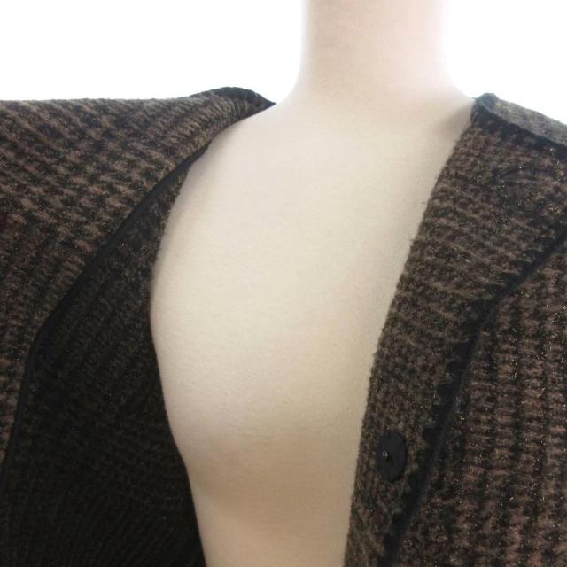 【中古】マカフィー トゥモローランド 美品 24AW チェックスパーク クルーネックジャケット 12-07-44-07201 茶 36_4