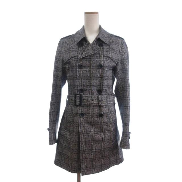 【中古】ヘルノ HERNO トレンチコート ミドル丈 ベルト付き チェック グレー 44 レディース