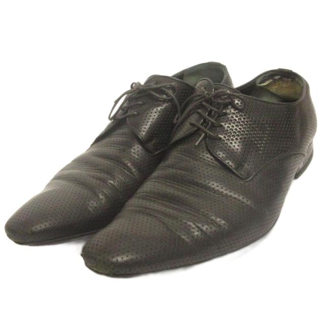 【中古】ルイヴィトン LOUIS VUITTON ビジネスシューズ レースアップ パンチングレザー 黒 ブラック 8.5 メンズ