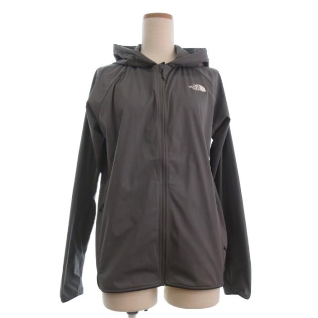 【中古】ザノースフェイス THE NORTH FACE 美品 SHORT COMPACT JACKET ジャケット 長袖 ロゴ プリント グレー L