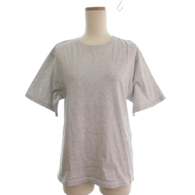 【中古】バレンシアガ BALENCIAGA ロゴTシャツ カットソー 半袖 クルーネック 刺繍 灰色 グレー LO レディース