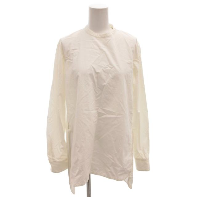 【中古】CHIEKO+ コットンシルクドレスシャツ プルオーバー デザインボタン 長袖 36 白 ホワイト