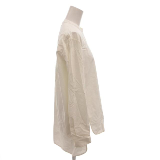 【中古】CHIEKO+ コットンシルクドレスシャツ プルオーバー デザインボタン 長袖 36 白 ホワイト_2