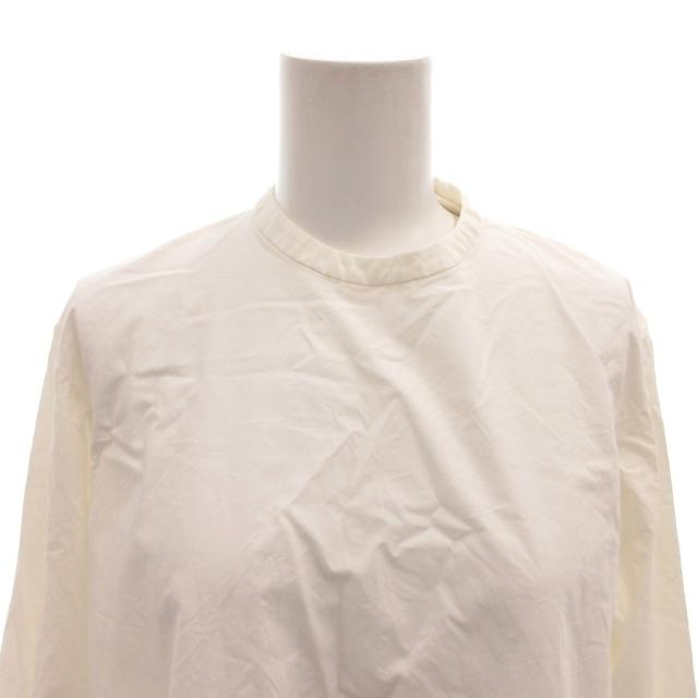 【中古】CHIEKO+ コットンシルクドレスシャツ プルオーバー デザインボタン 長袖 36 白 ホワイト_3