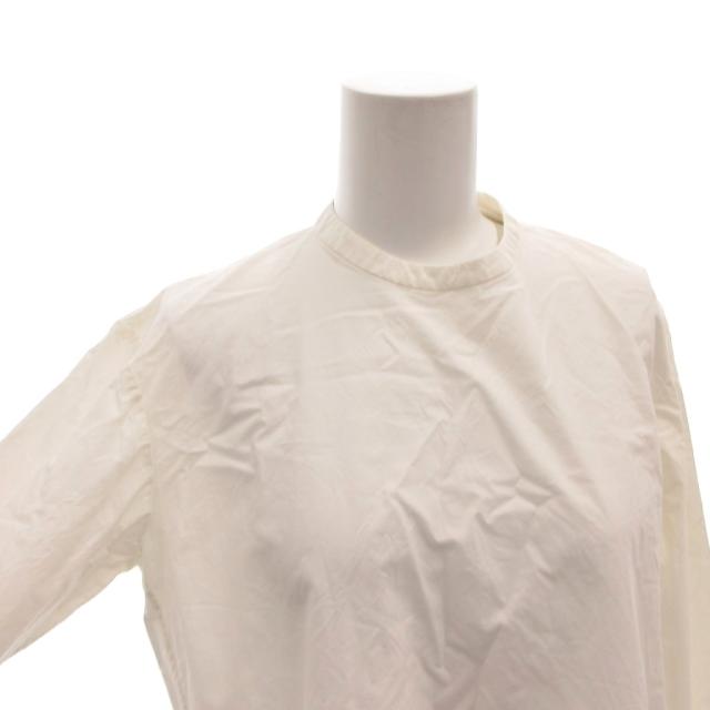 【中古】CHIEKO+ コットンシルクドレスシャツ プルオーバー デザインボタン 長袖 36 白 ホワイト_4