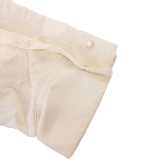 【中古】CHIEKO+ コットンシルクドレスシャツ プルオーバー デザインボタン 長袖 36 白 ホワイト_5