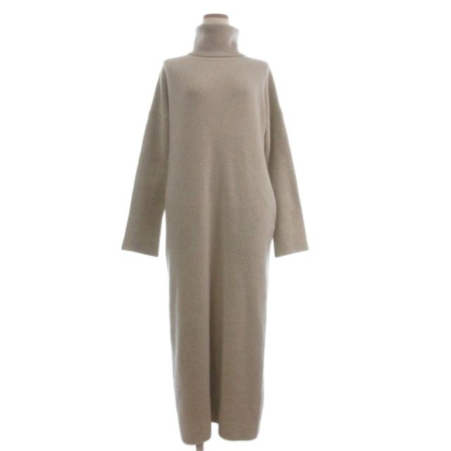 【中古】ドゥーズィエムクラス DEUXIEME CLASSE ニットワンピース ロング丈 長袖 タートルネック アイボリー
