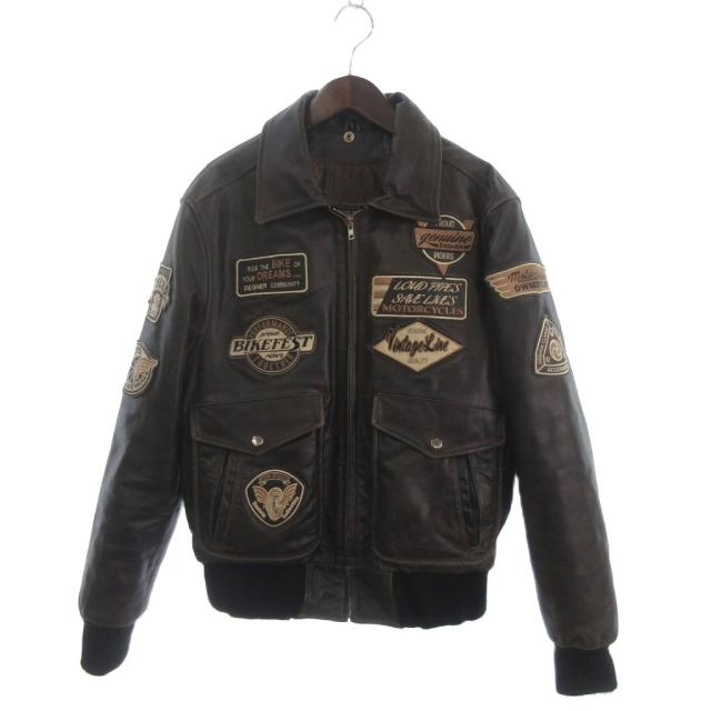 【中古】デグナー DEGNER G-1 飛翔上衣 カウなめし革 ジップアップ 茶系 L メンズ