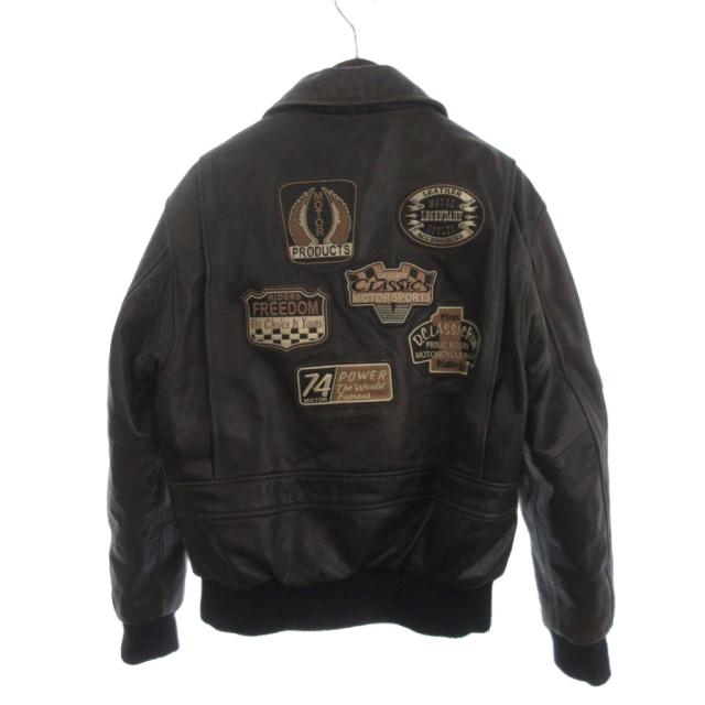 【中古】デグナー DEGNER G-1 飛翔上衣 カウなめし革 ジップアップ 茶系 L メンズ