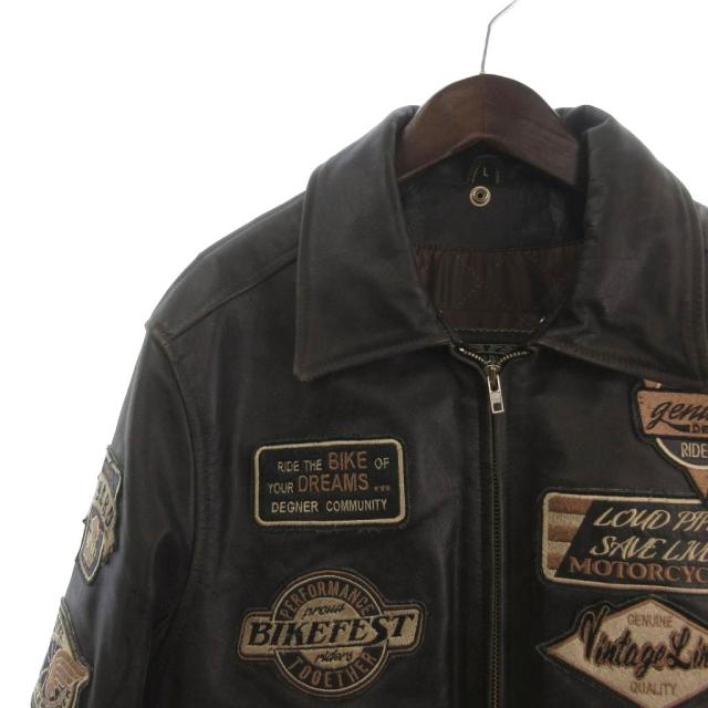 【中古】デグナー DEGNER G-1 飛翔上衣 カウなめし革 ジップアップ 茶系 L メンズ