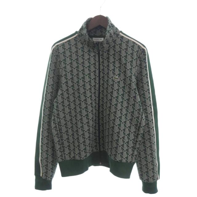 【中古】ラコステ 美品 ジャージ モノグラム ジャカード トラックジャケット ジップアップ 総柄 SH1368 緑 グリーン 3