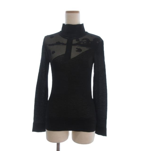 【中古】未使用品 マメクロゴウチ タグ付き 24SS mame Landscape Graphic High Neck Top ハイネックニット 長袖 黒 1