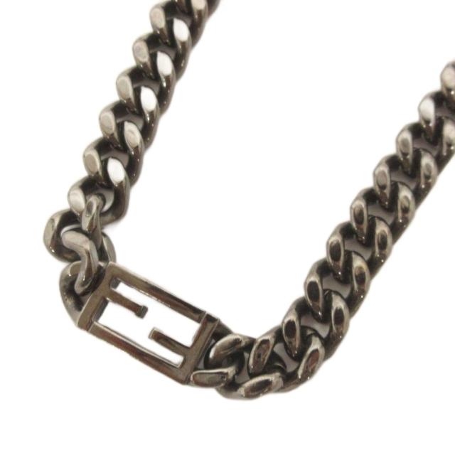 【中古】フェンディ FENDI 美品 バゲット ネックレス チェーン MP1122 黒 ブラック アクセサリー レディース