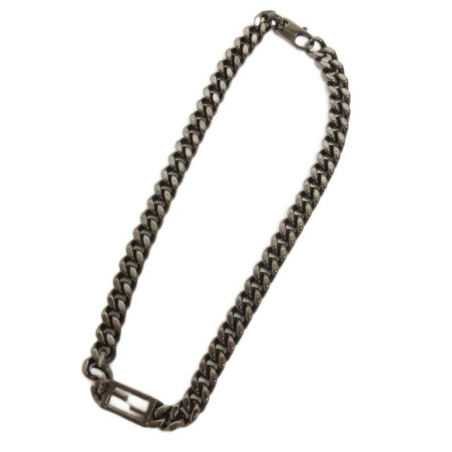 【中古】フェンディ FENDI 美品 バゲット ネックレス チェーン MP1122 黒 ブラック アクセサリー レディース_1