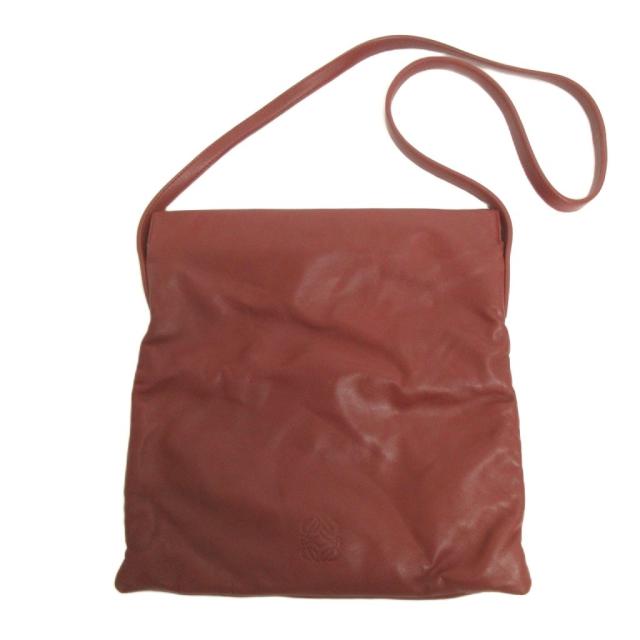 【中古】ロエベ LOEWE アナグラム ショルダーバッグ 斜めがけ レザー ワインレッド レディース